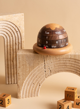 万年历摆件家居饰品客厅装饰玄关桌面摆件兔年礼S物黑胡桃木质台