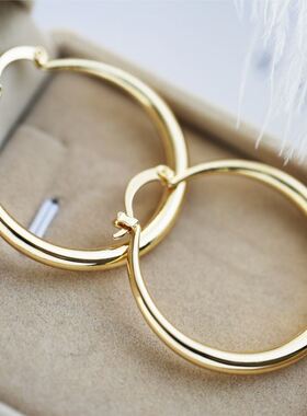 Simple Women's Gold Colors Earrings Large Round Hoop Earring