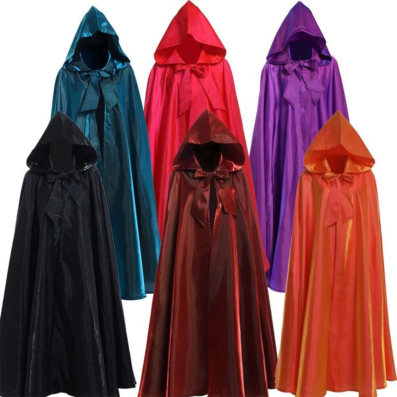 Halloween Witch Wizard Cosplay Costume Hood Cloak Adult - 图0