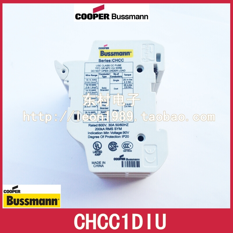 美国 CHCC1DIU 600V 带指示灯保险丝座 10*38mm 30A 32A* - 图2