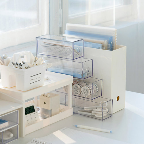 新款美瞳收纳盒抽屉式防尘透明桌面整理盒子文具化妆品收纳小盒子 - 图1