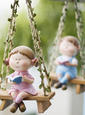 创意个性a小号摆件可爱垂吊秋千吊件壁饰阳台庭院装饰花园桌面布