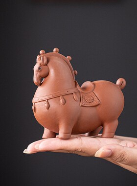 马到成功招财紫砂唐马p茶宠摆件精品可养生肖马茶玩茶桌茶盘装饰