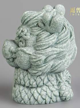 办公室茶宠招财纳福麒麟鱼缸装饰砂石摆件工艺礼物造景青