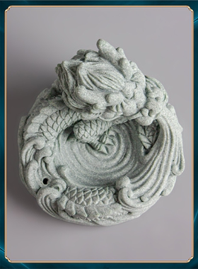 装饰家用熏香办公室聚财客厅砂石线香香炉青插室内水龙摆件