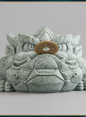 蟾国潮摆件砂石工艺客厅青足金茶宠装饰招财三玄关茶室桌面