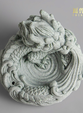 香座禅意砂石创意线香中式摆饰装饰插水龙香炉青倒挂聚财