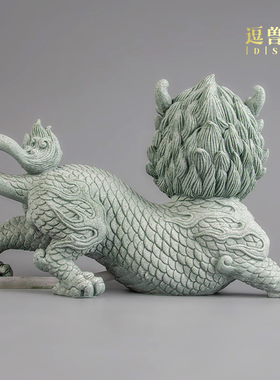 砂石国风中式鱼缸桌面吐水造景摆件新茶宠送礼青家居麒麟假山装饰