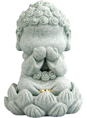 创意桌面鱼缸和尚装饰景观青工艺品家居国潮盆栽摆件砂石小茶宠