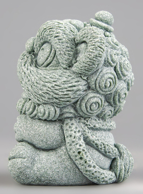 装饰茶宠桌面醒狮创意萌可爱礼物开运摆件砂石鱼缸风造景国潮青