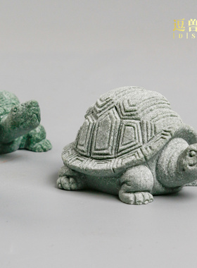 宠装饰品摆件造景砂石茶乌龟鱼缸配件青摆设小微茶台景观