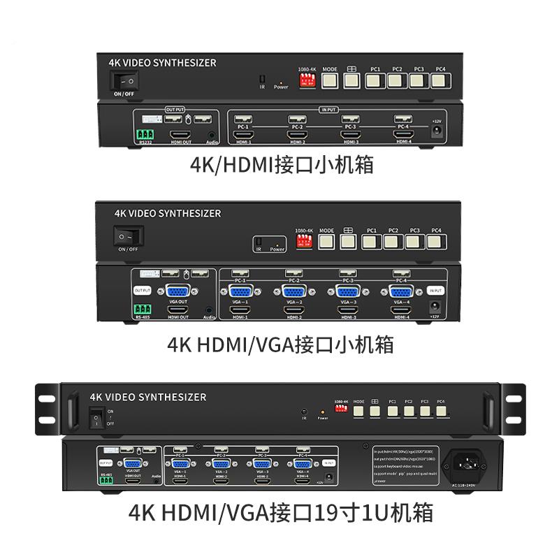 4k60hz电脑多屏kvm画面分割器vga四进一出监控显示hdmi4口分屏器 - 图3