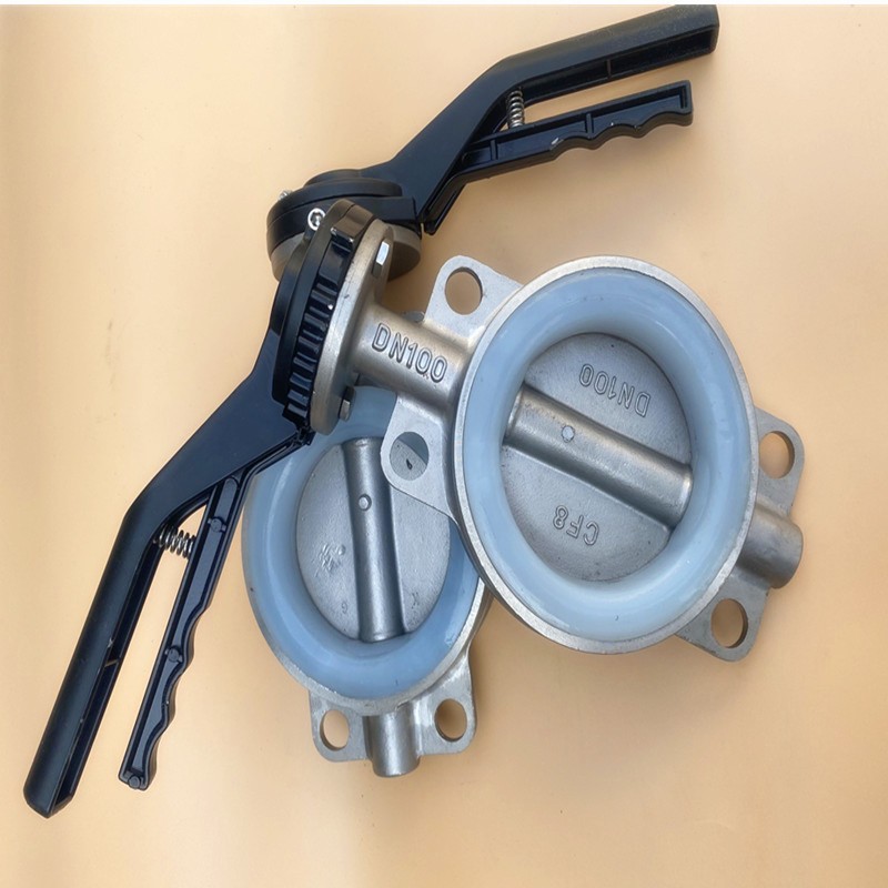 不锈钢对夹式蝶阀D71X-16P手动鸭嘴阀门 手柄蝶阀DN50 65 80 100 - 图0
