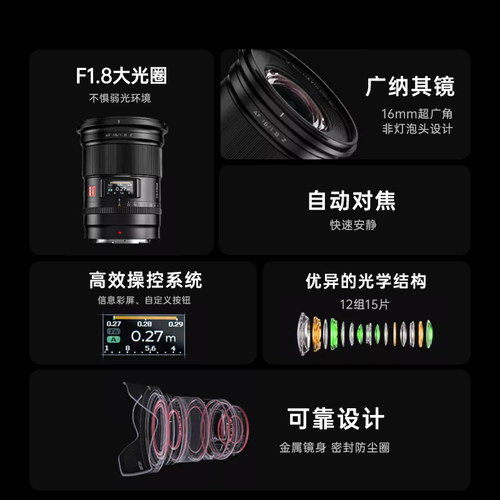 【支持闪购】唯卓仕16mm全画幅大超广角光圈定焦人像镜头E/Z/L口 - 图0