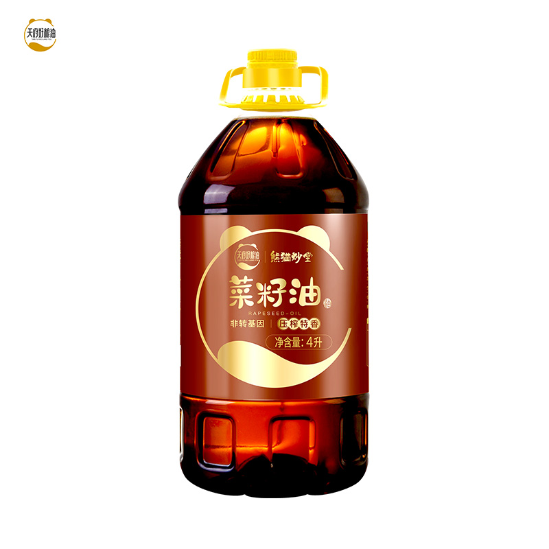 熊猫炒堂 四川天府好粮油非转基因压榨特香菜籽油4L