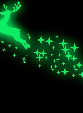卡通小鹿星星荧光夜光墙贴纸儿童房墙上创意自粘发光装饰贴