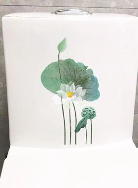 清新荷花叶家居防水马桶贴画卫生间座厕装饰贴纸