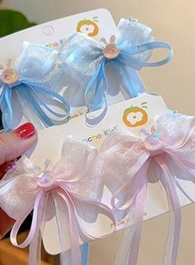 法式小公主蝴蝶结飘带发夹超仙甜美儿童小女孩女童发卡发饰