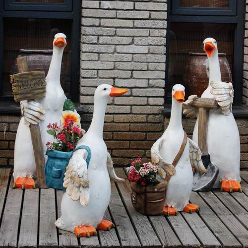 花园装饰庭院园艺摆件户外农场田园景观装饰仿真动物模型鸭子雕塑 - 图1