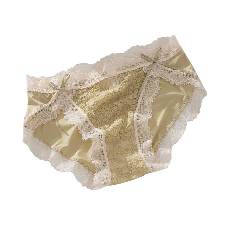 媚姬提花蕾丝内裤女高开叉冰丝双蝴蝶结性感中低腰包臀女士三角裤,淘宝优惠券,粉丝福利购,淘宝优惠卷