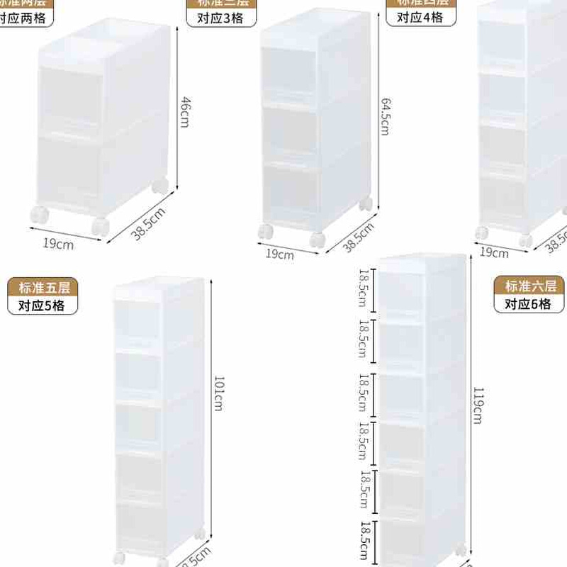 夹缝收纳柜抽屉式151820cm浴室超窄侧柜缝隙置物柜卫生间储物柜 - 图1