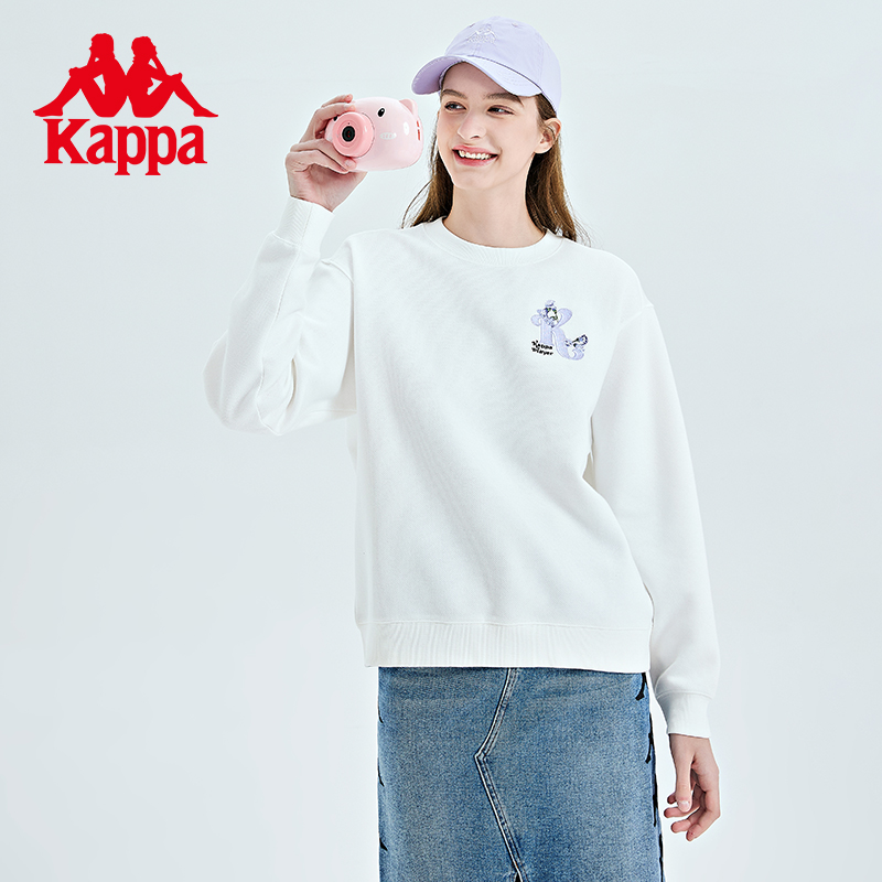 Kappa卡帕套头衫2023新款女春运动卫衣休闲圆领长袖上衣针织外套 - 图2