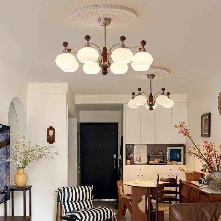 中古复古实木客厅设计师柿子吊灯中古风法式奶油风卧室客厅餐厅灯,淘宝优惠券,粉丝福利购,淘宝优惠卷