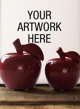 送礼陶瓷工艺中国红苹果平安果家居装饰品客厅桌面玄关创意摆放