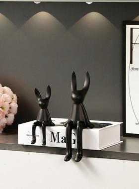 现代坐姿长耳兔摆件轻奢高档玄关客厅电视柜酒柜家居装饰品乔迁礼