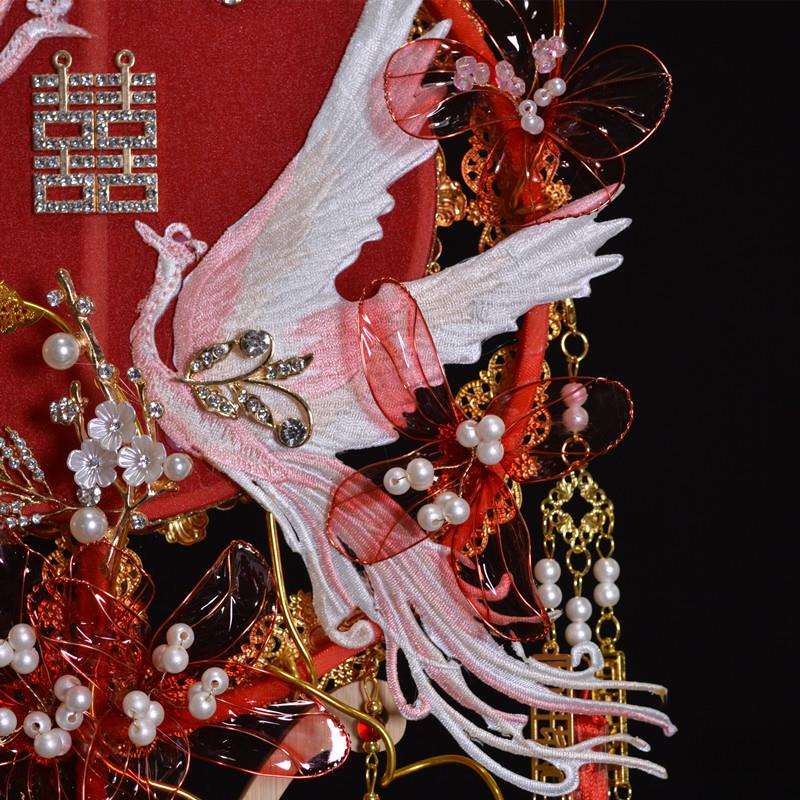 新娘喜扇秀禾服团扇结婚婚礼团扇古风扇子出嫁扇喜字扇中式手捧花 - 图0