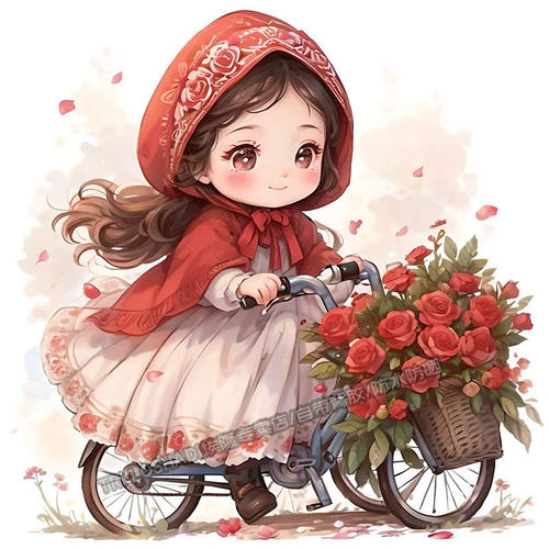 骑车的玫瑰少女汽车电动贴纸冰箱马桶贴画墙面门窗遮瑕可爱贴画纸 - 图2