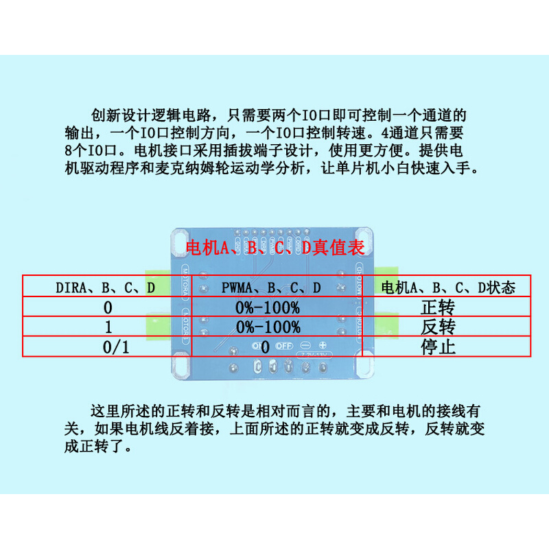 TB6612FNG四驱电机驱动器模块 4通道麦克纳姆轮小车直流驱动板-图2