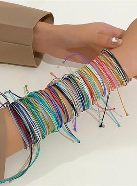 Women Adjustable Woven Colorful Wax Thread Bracelet 蜡线手链