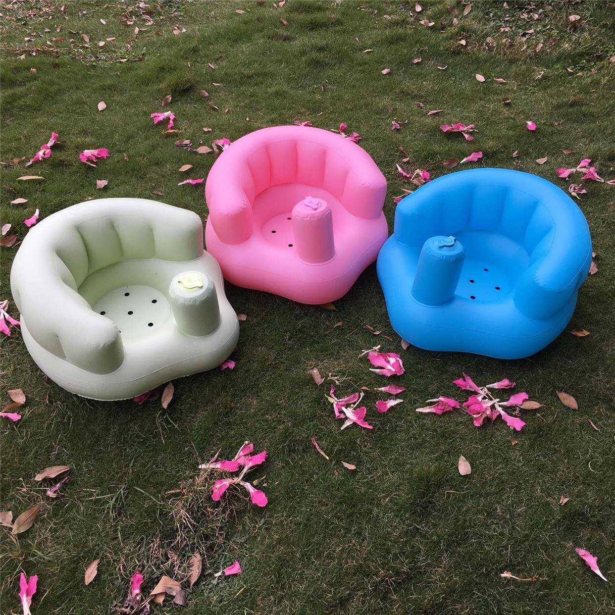 浅绿色基础款婴儿充气沙发宝宝学坐椅宝宝餐椅宝宝浴凳充气玩具 - 图1