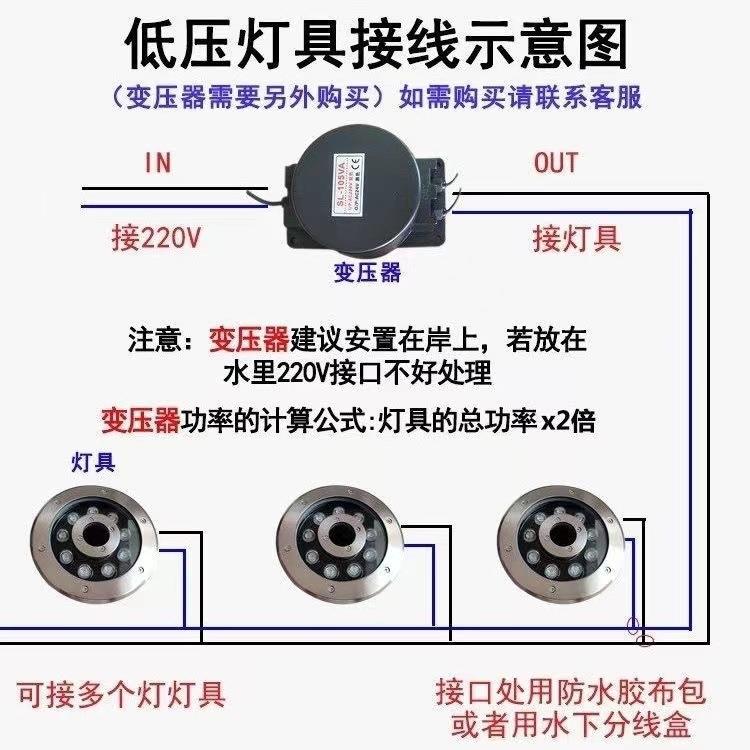 喷泉灯led水下七彩防水射灯水池假山中孔旱喷灯12V24V水底涌泉灯 - 图1