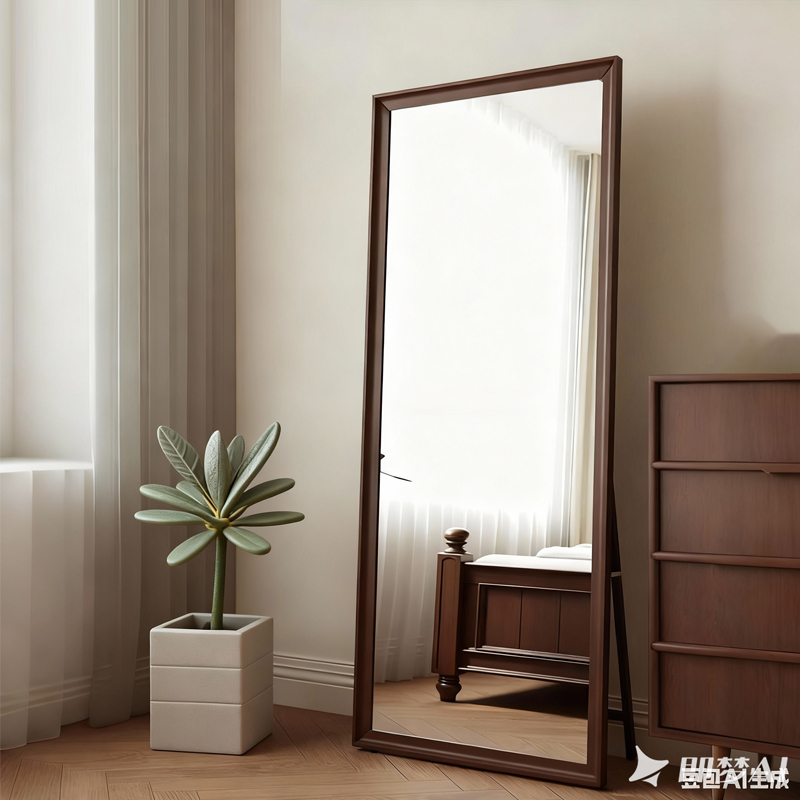 中古全身镜高级感穿衣镜家用轻奢复古落地镜网红大镜子高清试衣镜 - 图1