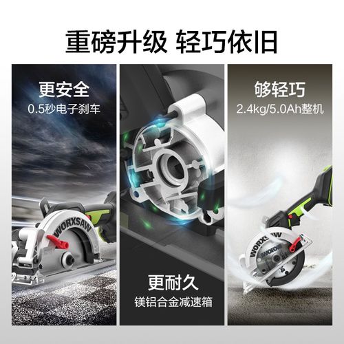 威克士WU535充电锂电电圆锯木工深切大功率无线电锯切割机WE515 - 图1