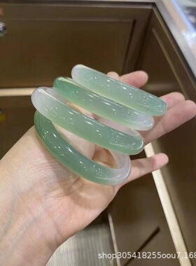 半山半水青山黛冰种玛瑙玉髓手镯