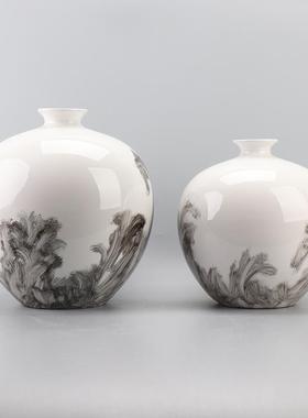 新中式陶瓷花瓶摆件客厅电视柜装饰品沙发角几摆设售楼处插花花器