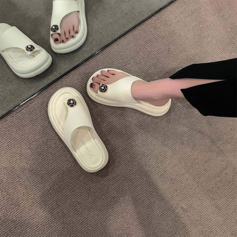 夹趾拖鞋女夏外穿2024新款x黑色高级感法式时尚超火厚底配裙子凉,淘宝优惠券,粉丝福利购,淘宝优惠卷