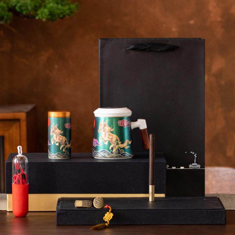 国风文化创意杯子陶瓷带过滤水杯实用节日商务活动伴手礼logo定制,淘宝优惠券,粉丝福利购,淘宝优惠卷