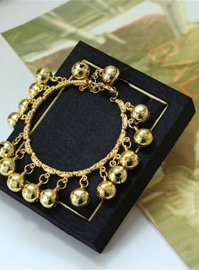 舞蹈演出道具铃铛手链脚链一步一响手环脚环声音响亮金色手链手镯