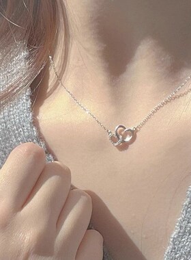 999纯银项炼女轻奢小众设计高级感2023年新款爆款相爱相扣锁骨炼