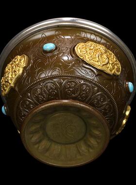 佛憬香屋 慧宝八吉祥纯铜供水碗雕刻攒花供水杯密宗法器 1个