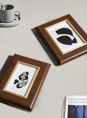 复古实木办公室相框6寸7寸摆台床头柜桌面装饰品摆件欧式家居软装