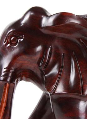 红木质花梨木雕大象凳子换鞋凳实木摆件大号一对客厅风水招财镇宅