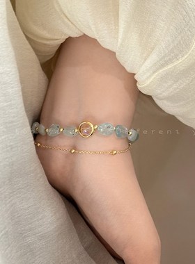 夏日双层叠戴葡萄石串珠手链女2024年新款超仙手串小众设计感手饰