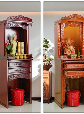 佛龛立柜供奉菩萨简约实木家用神台佛柜供桌办公室店铺财神柜神龛