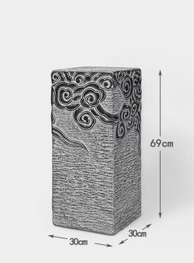 中式禅意落地仿古仿石柱客厅玄关家居展示柱摆件底座祥云柱装饰品