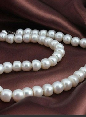 年轻女款珍珠项链天然圆珠母亲节首饰送女友妈妈长辈礼物8-9mm